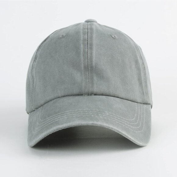 Unisex Washed-light Grey Baseball Cap Cotton Fits Washed Denim Adjustable Hat - Picture 2 of 7